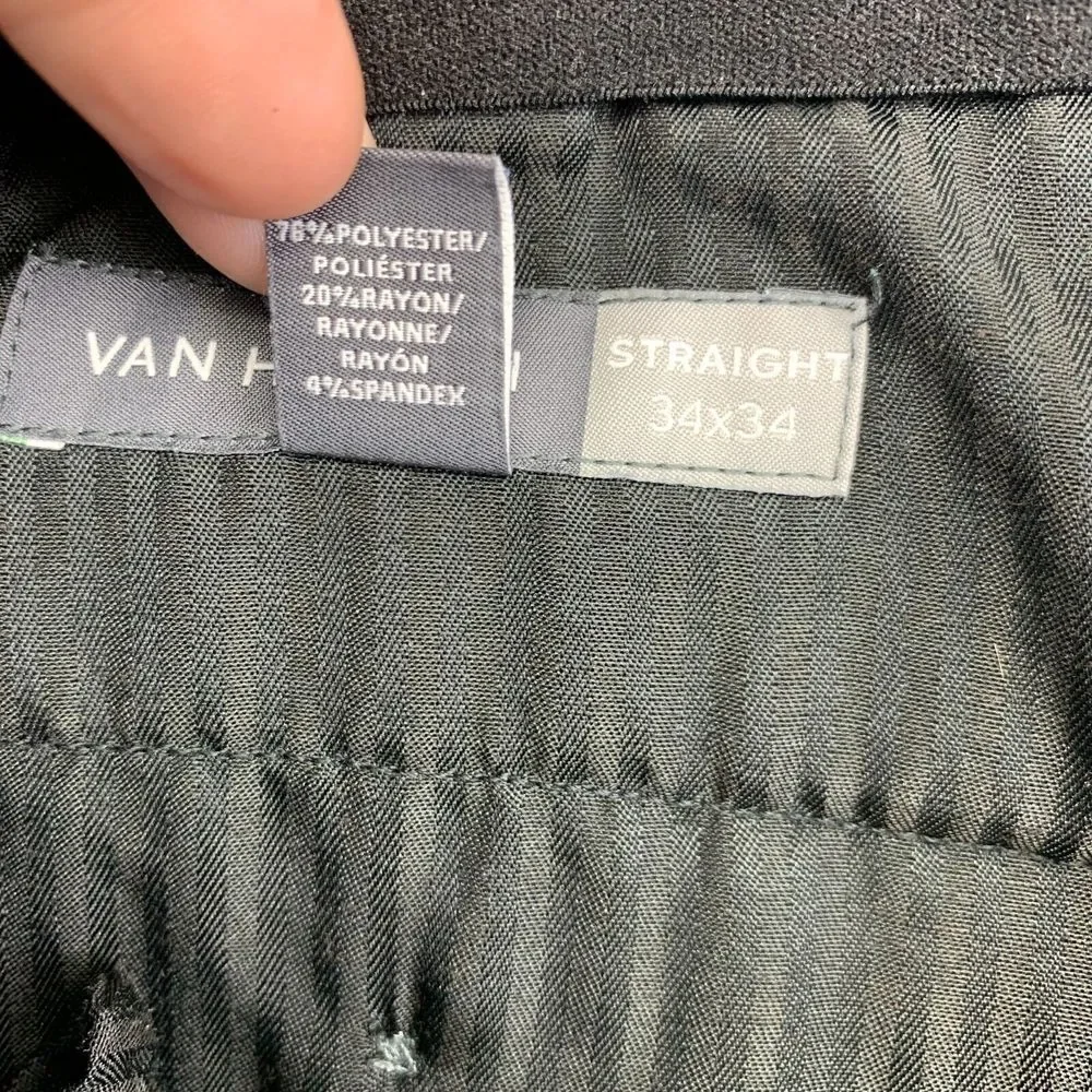 Van Heusen Pants Mens 34 Blue Straight Leg‎ Mid-Rise Dress Slacks Stretch